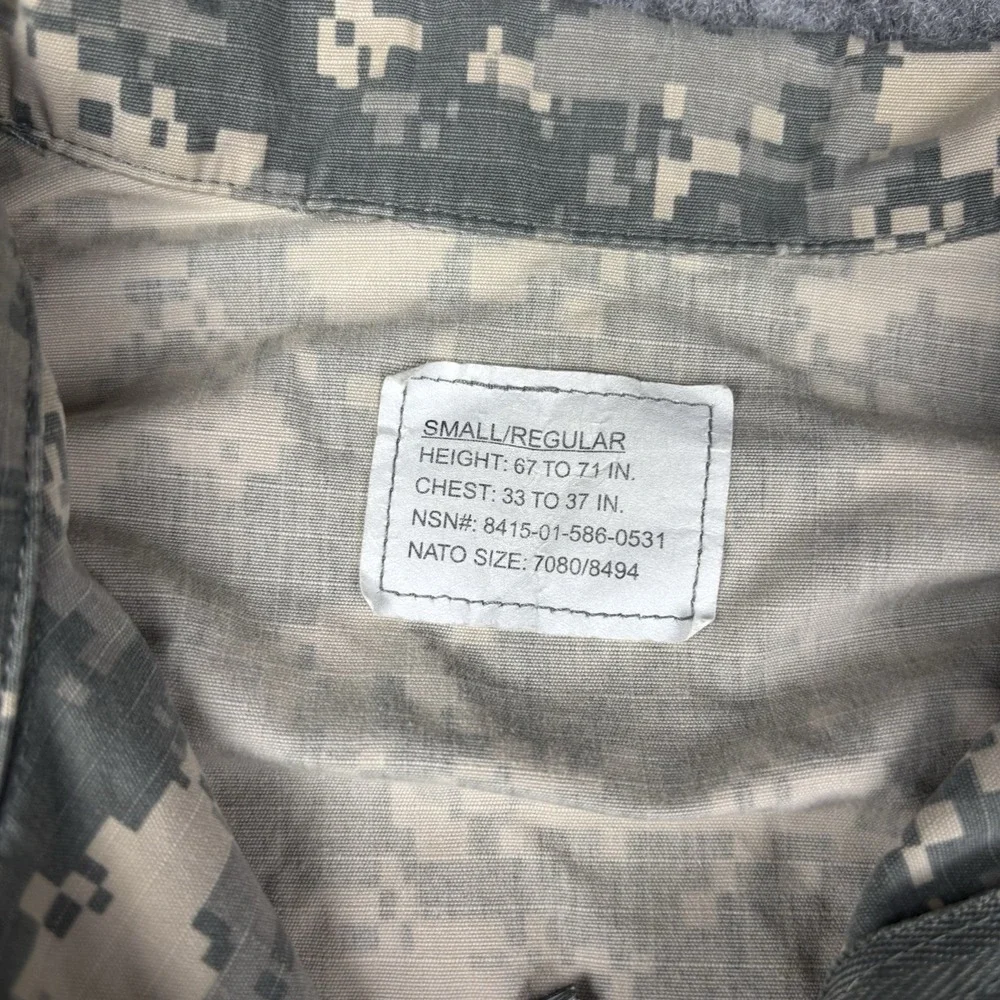 Army Combat Jacket Small Regular Tactical Full Zip Uniform‎ Digital Camo Ripstop